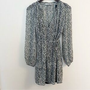 Abercrombie & Fitch Green/White Floral Tie Waist Mini Dress Size Medium